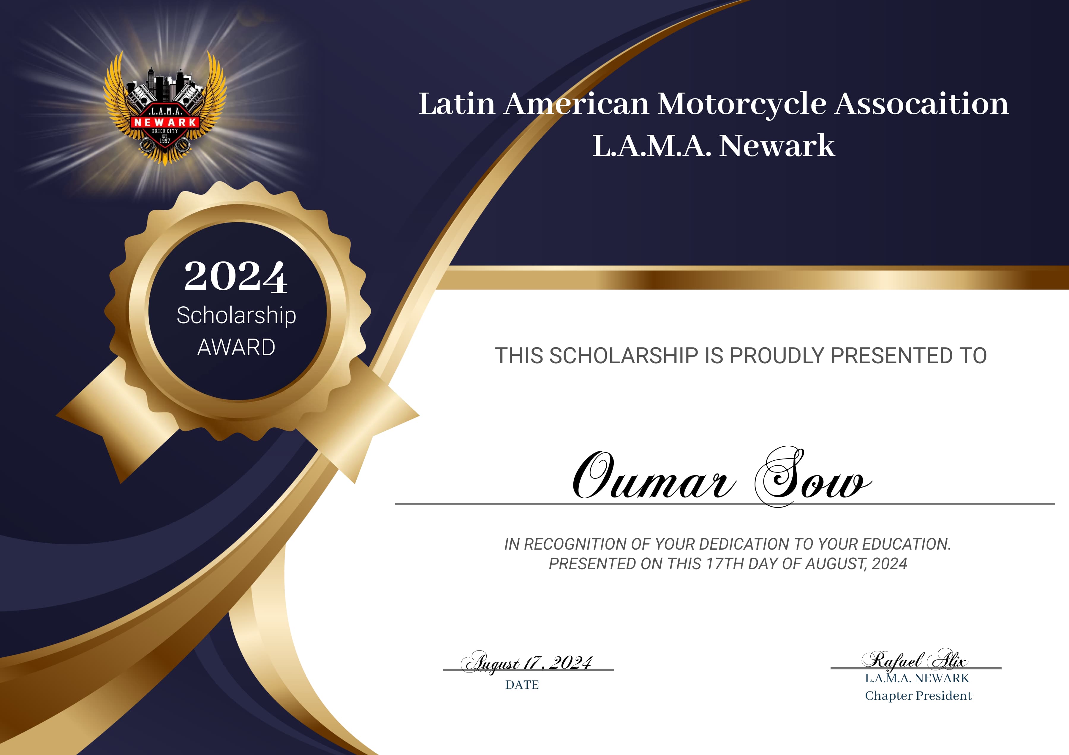 LAMA Newark Scholarship Recipients